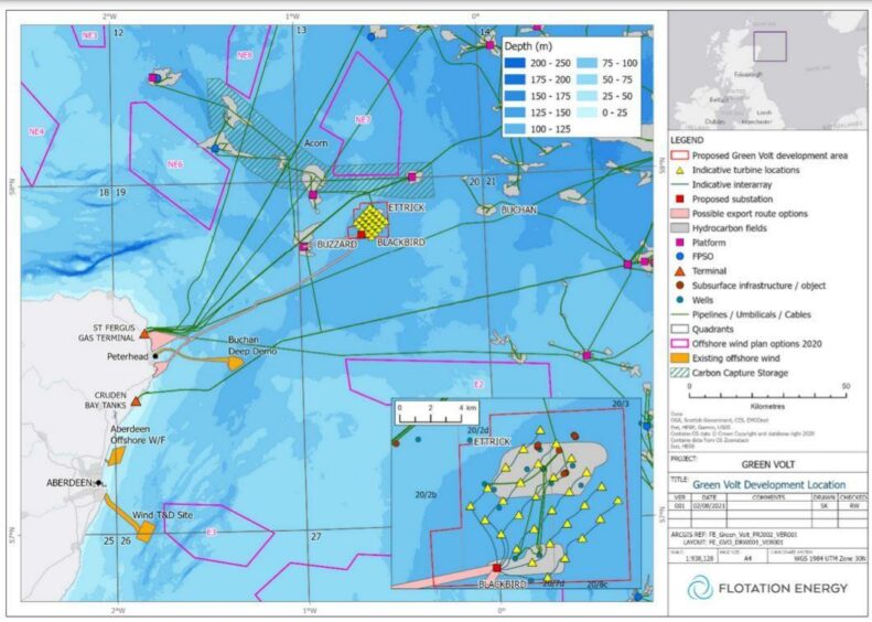 Green Volt Offshore Windfarm Location. Supplied by Green Volt