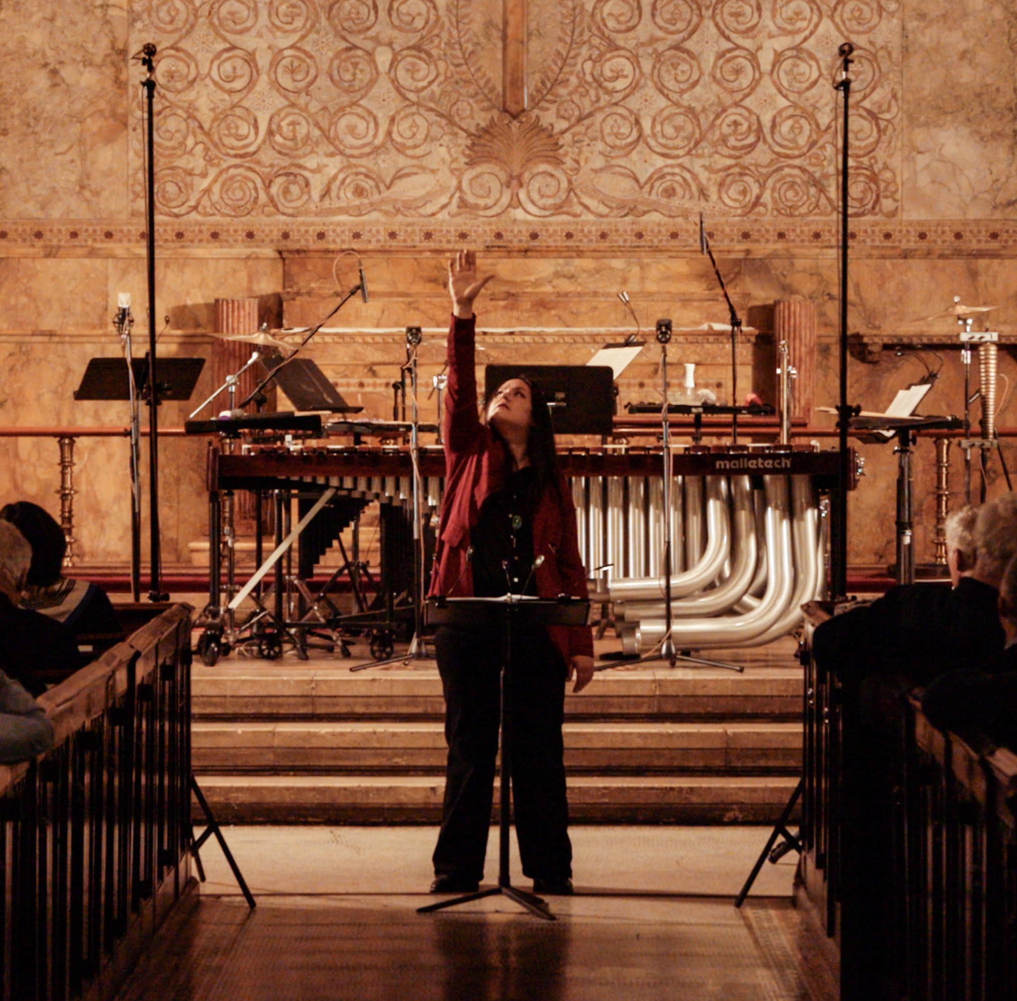artist performing in a church