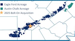 EOG Eagle Ford asset position and Austin Chalk asset acquisition map