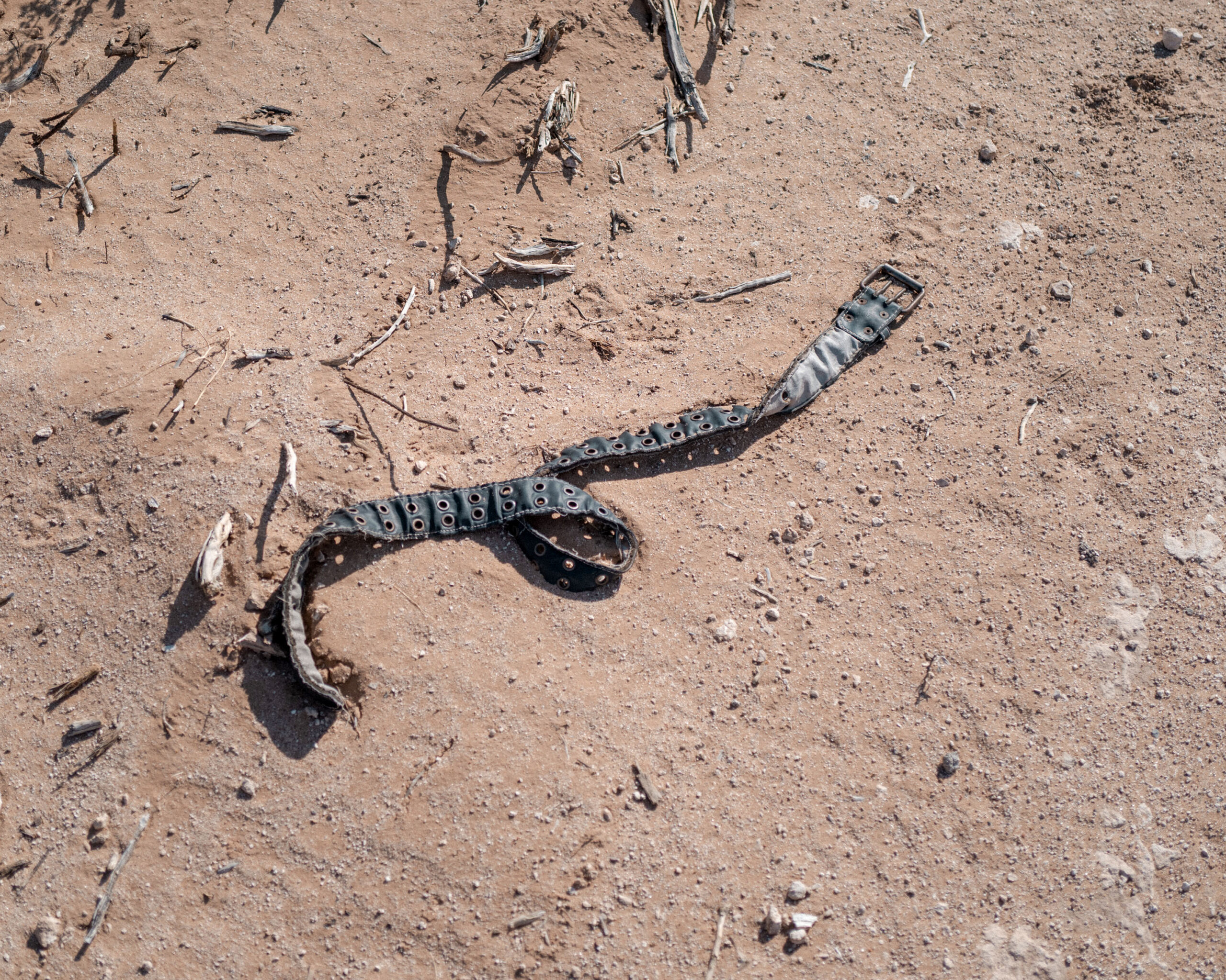 Discarded belt seen near the southern US border, Sunland Park, New Mexico.